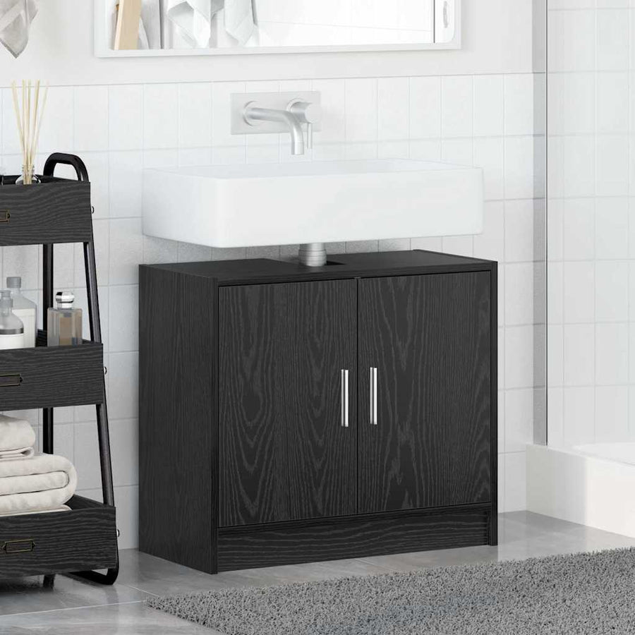 Badkamer Kast Zwart Eiken 63 x 29 x 55 cm Bewerkt hout