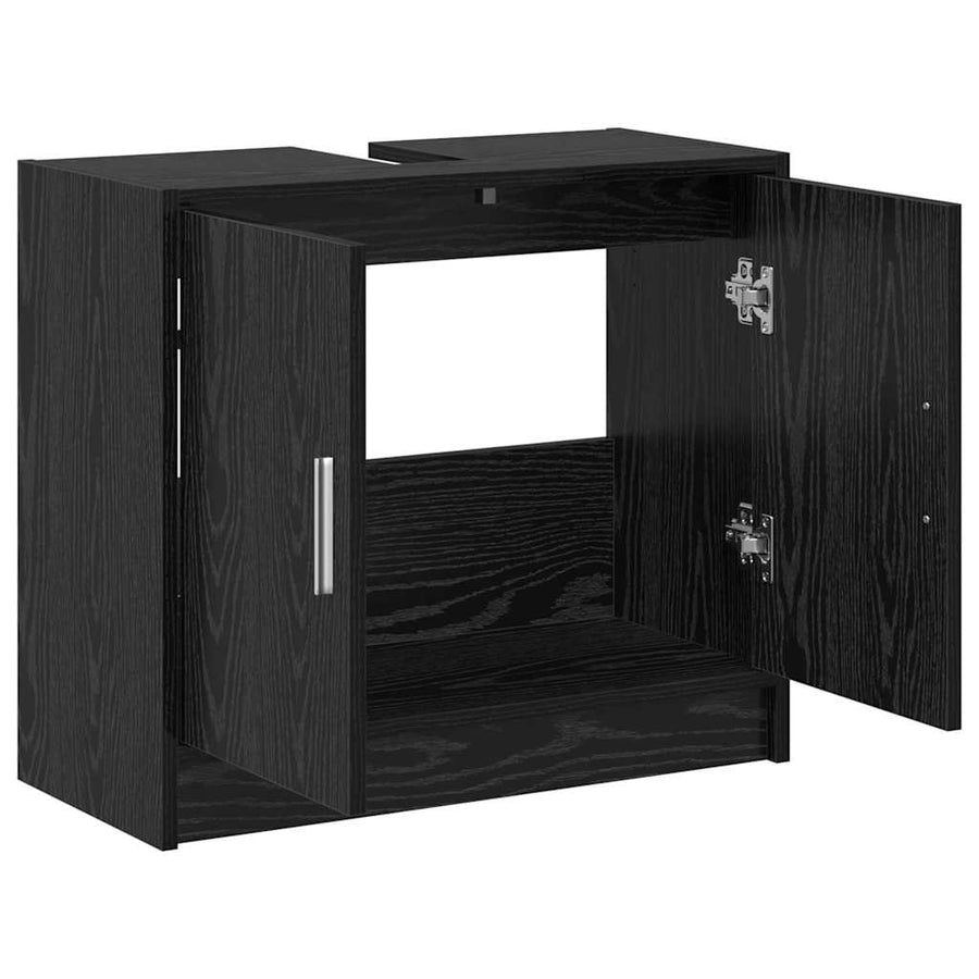 Badkamer Kast Zwart Eiken 63 x 29 x 55 cm Bewerkt hout