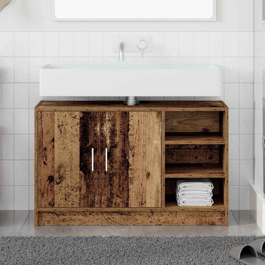 Badkamerkast met plank Oud Hout 90 x 29 x 55 cm Bewerkt hout