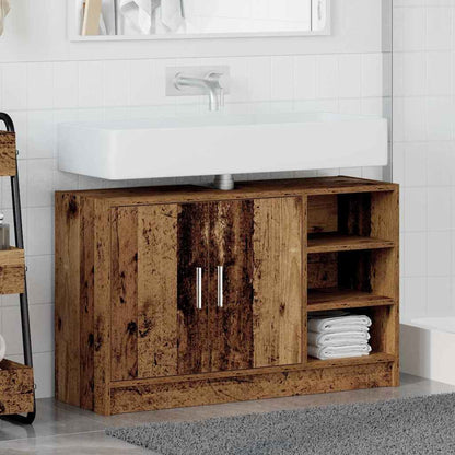Badkamerkast met plank Oud Hout 90 x 29 x 55 cm Bewerkt hout