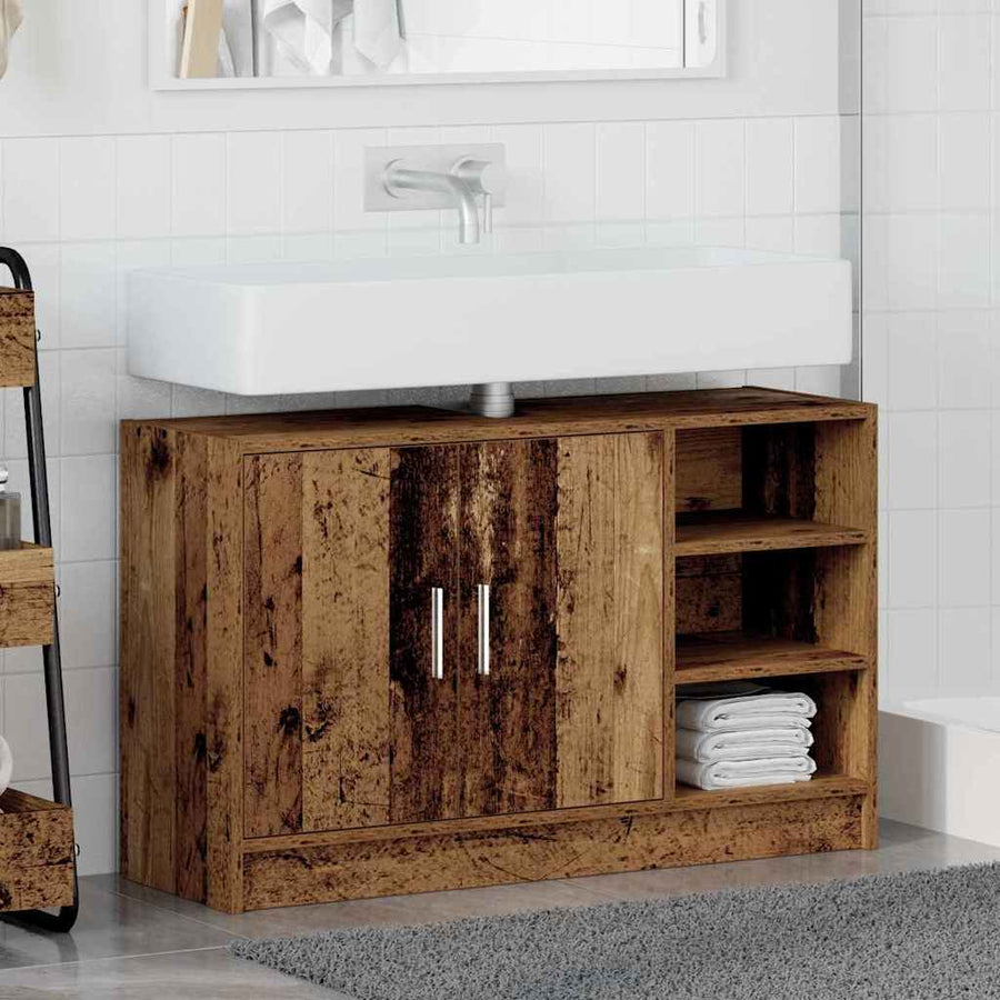 Badkamerkast met plank Oud Hout 90 x 29 x 55 cm Bewerkt hout