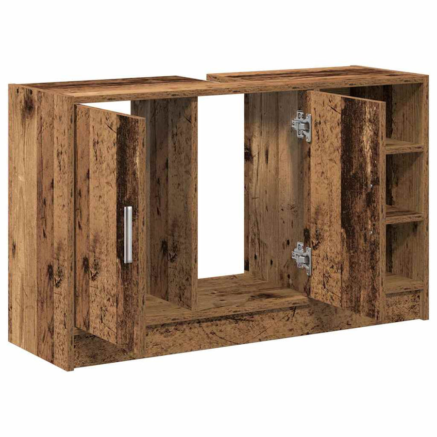 Badkamerkast met plank Oud Hout 90 x 29 x 55 cm Bewerkt hout