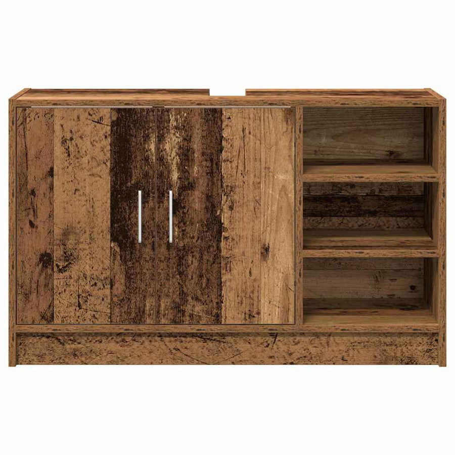 Badkamerkast met plank Oud Hout 90 x 29 x 55 cm Bewerkt hout