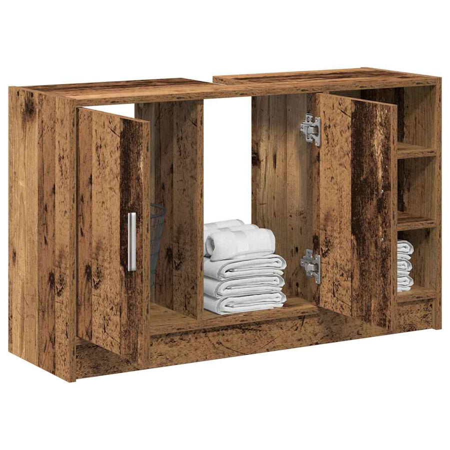 Badkamerkast met plank Oud Hout 90 x 29 x 55 cm Bewerkt hout