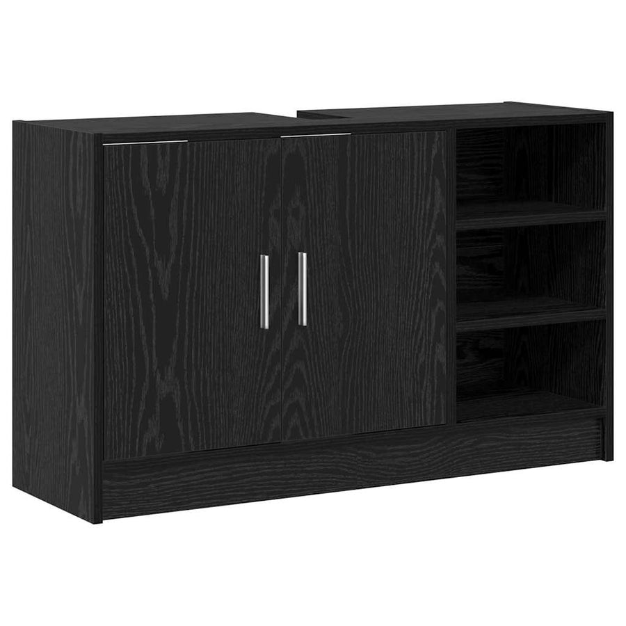 Badkamerkast met plank Zwart Eiken 90 x 29 x 55 cm Bewerkt hout
