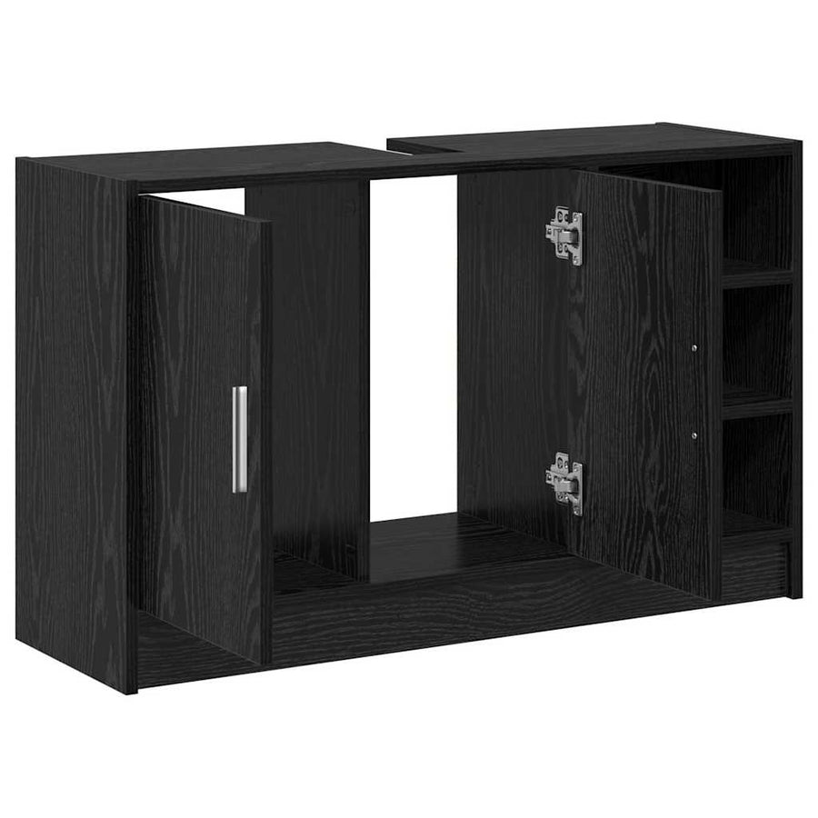 Badkamerkast met plank Zwart Eiken 90 x 29 x 55 cm Bewerkt hout