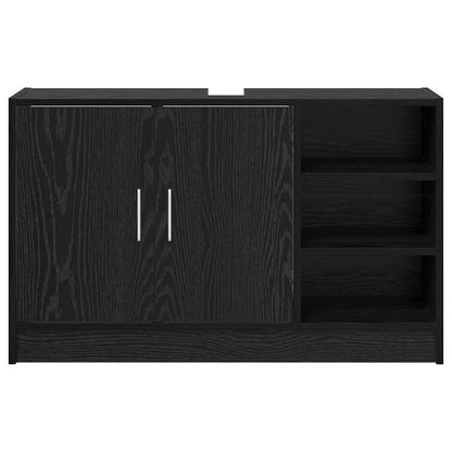 Badkamerkast met plank Zwart Eiken 90 x 29 x 55 cm Bewerkt hout