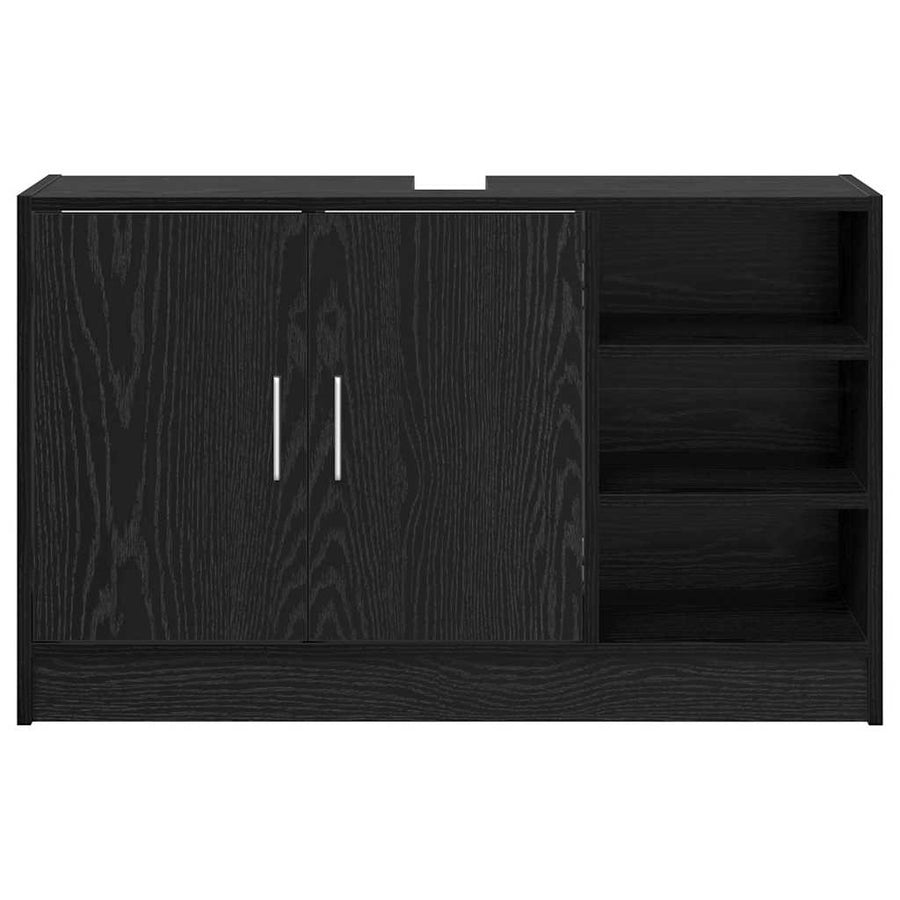Badkamerkast met plank Zwart Eiken 90 x 29 x 55 cm Bewerkt hout