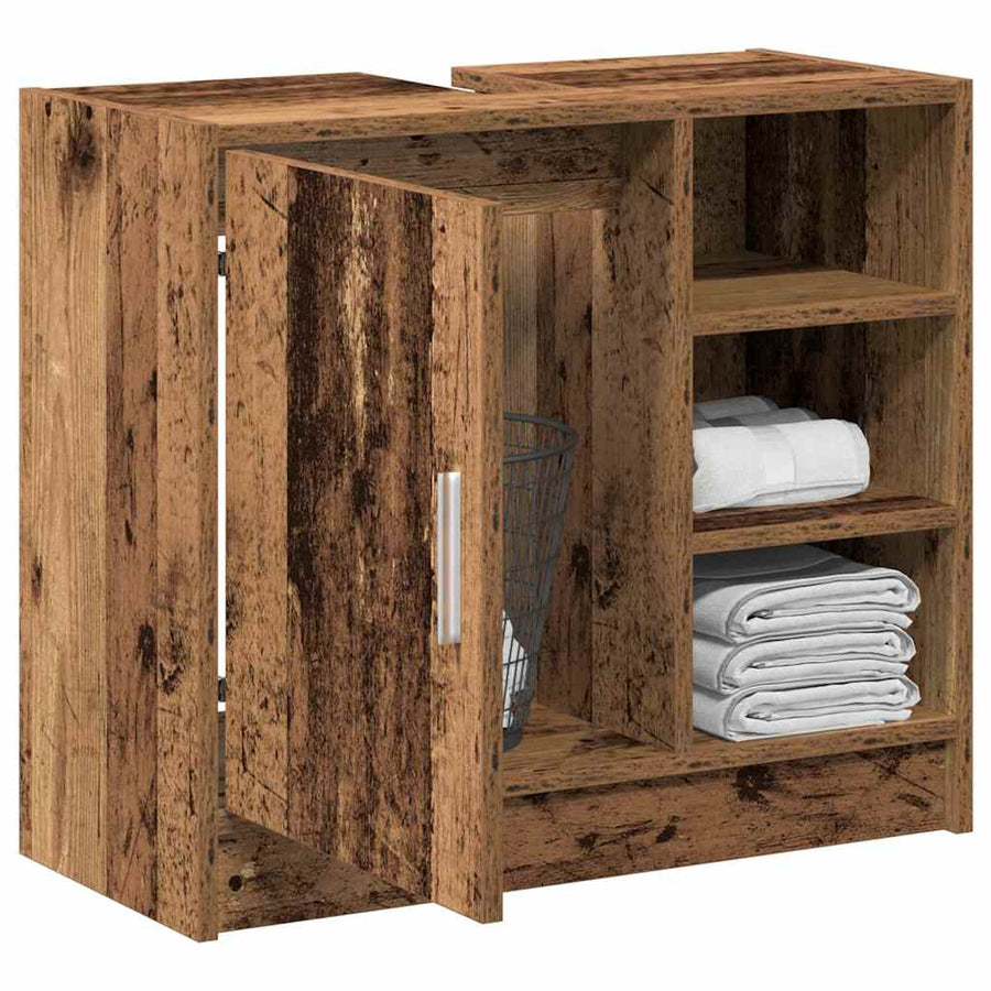 Badkamerkast met plank Oud Hout 63 x 29 x 55 cm Bewerkt hout