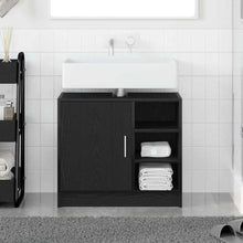 Badkamerkast met plank Zwart Eiken 63 x 29 x 55 cm Bewerkt hout