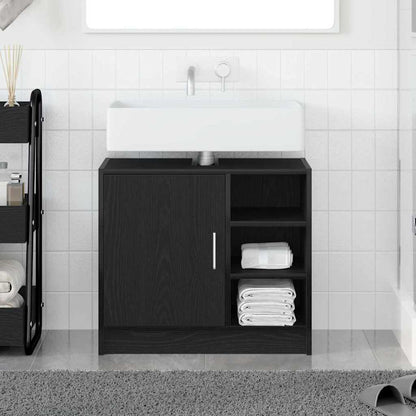 Badkamerkast met plank Zwart Eiken 63 x 29 x 55 cm Bewerkt hout