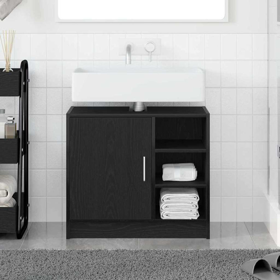 Badkamerkast met plank Zwart Eiken 63 x 29 x 55 cm Bewerkt hout