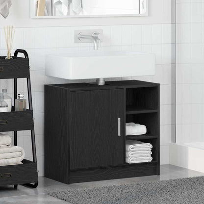 Badkamerkast met plank Zwart Eiken 63 x 29 x 55 cm Bewerkt hout