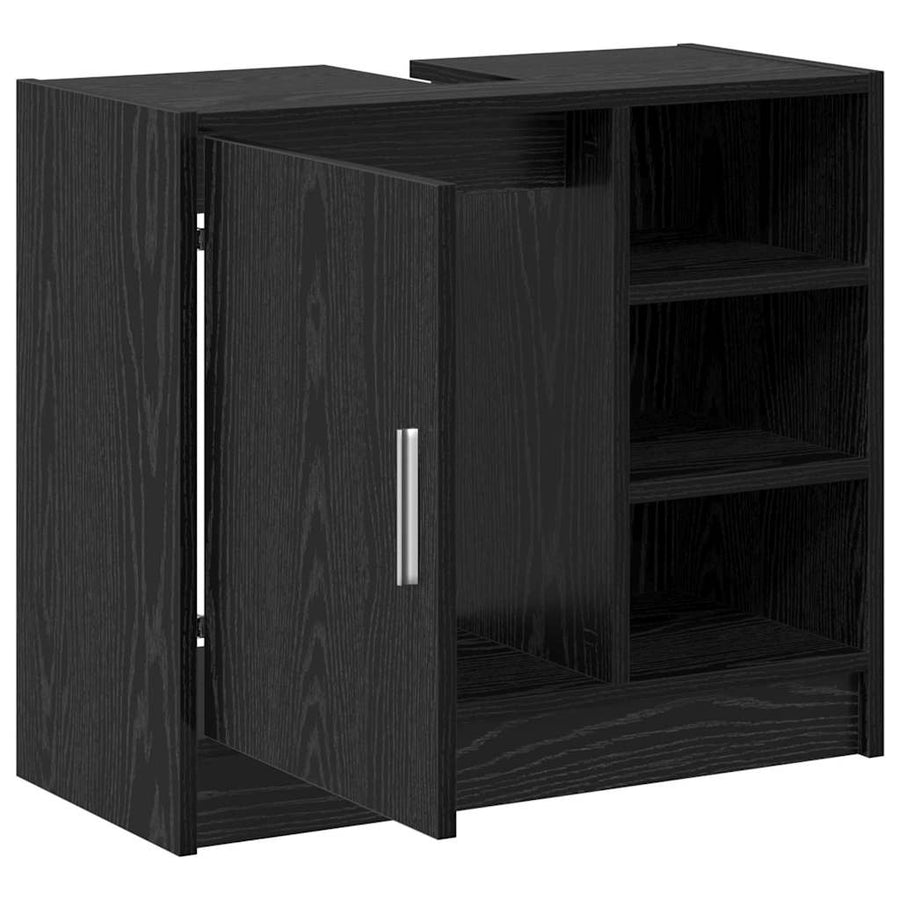 Badkamerkast met plank Zwart Eiken 63 x 29 x 55 cm Bewerkt hout