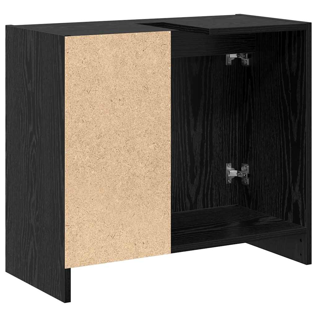 Badkamerkast met plank Zwart Eiken 63 x 29 x 55 cm Bewerkt hout