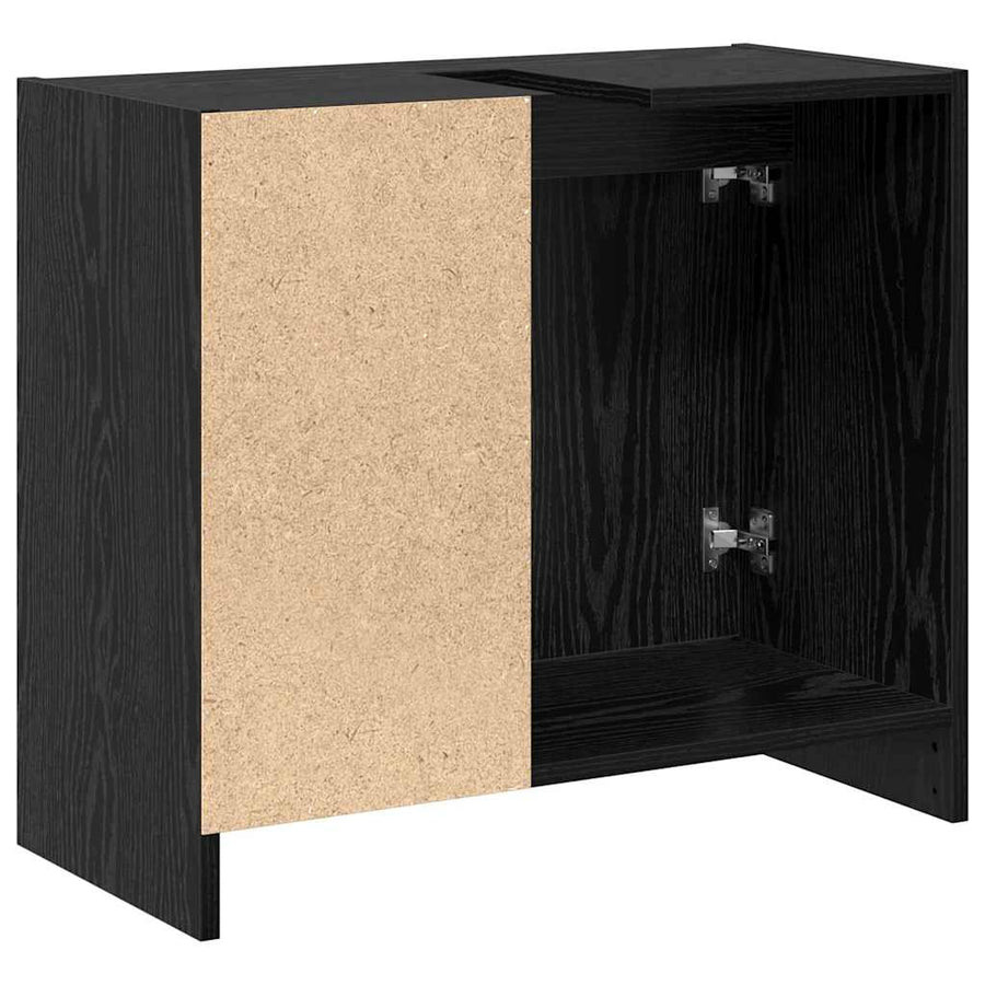Badkamerkast met plank Zwart Eiken 63 x 29 x 55 cm Bewerkt hout