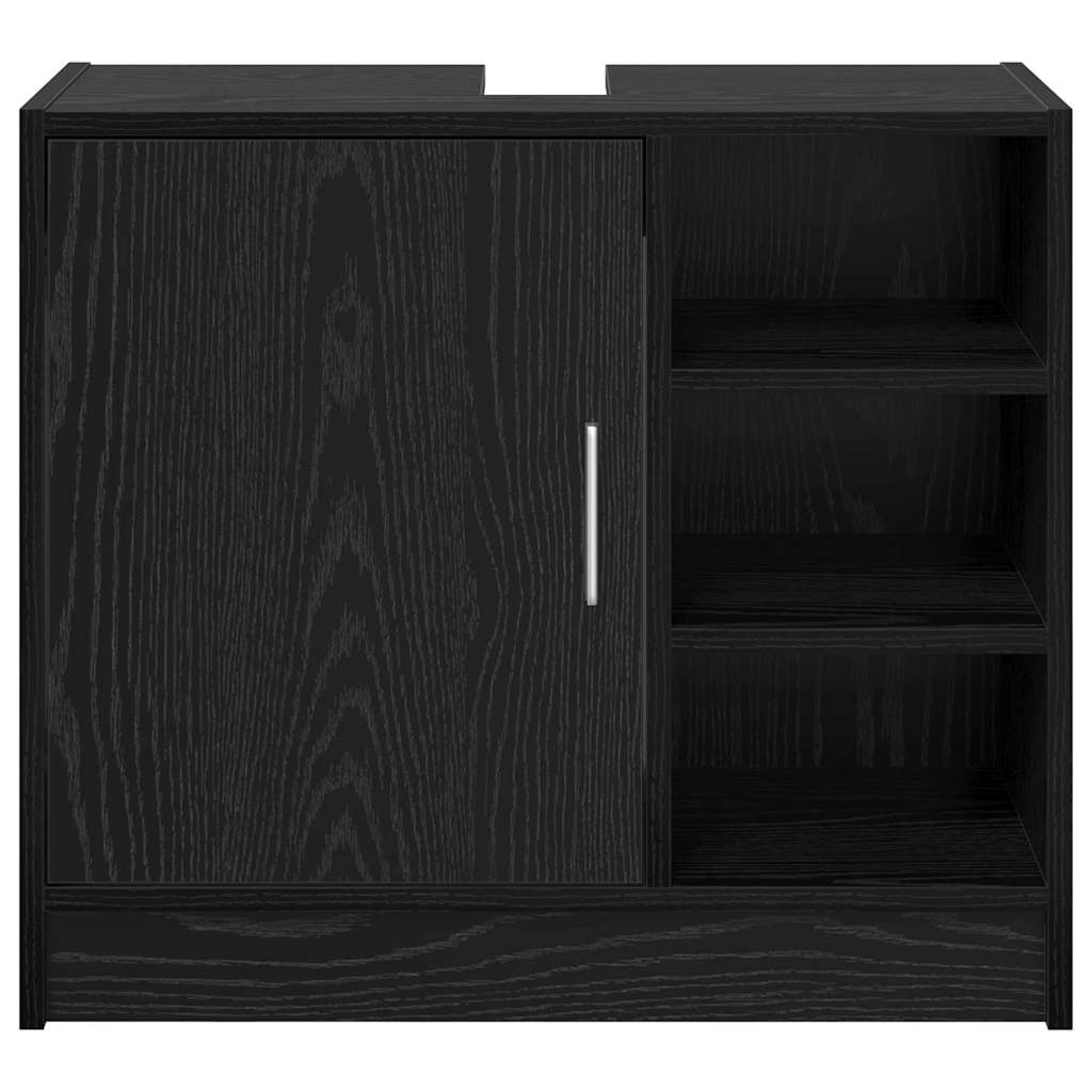 Badkamerkast met plank Zwart Eiken 63 x 29 x 55 cm Bewerkt hout