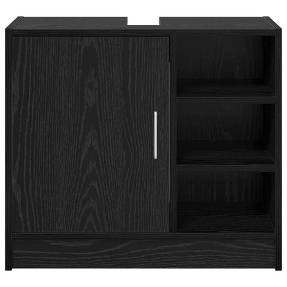 Badkamerkast met plank Zwart Eiken 63 x 29 x 55 cm Bewerkt hout