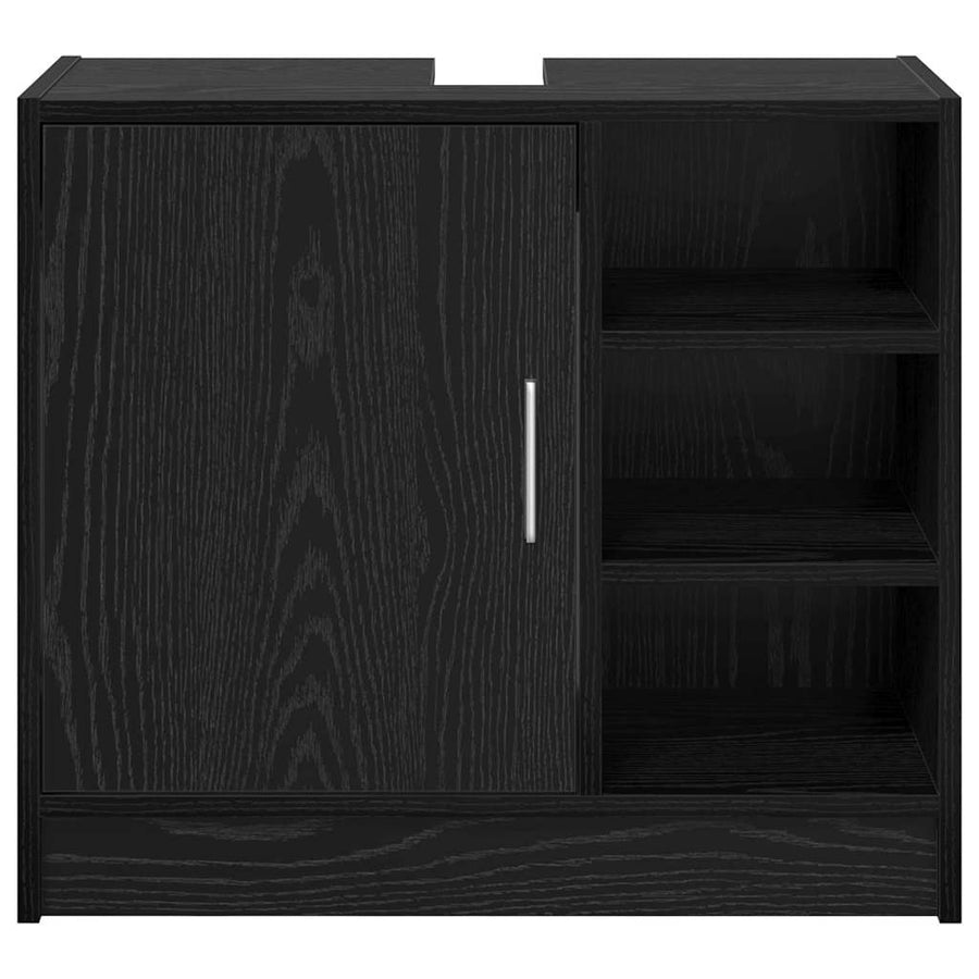 Badkamerkast met plank Zwart Eiken 63 x 29 x 55 cm Bewerkt hout