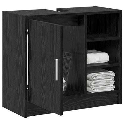 Badkamerkast met plank Zwart Eiken 63 x 29 x 55 cm Bewerkt hout