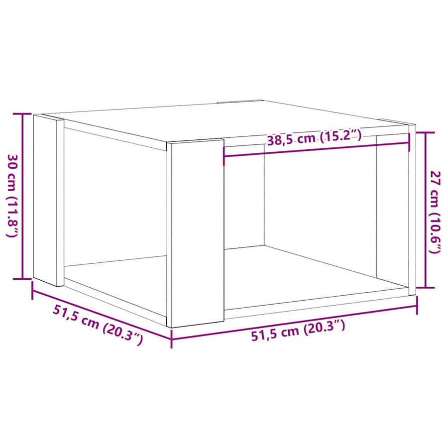 Salontafel Oud Hout 51,5 x 51,5 x 30 cm Bewerkt hout