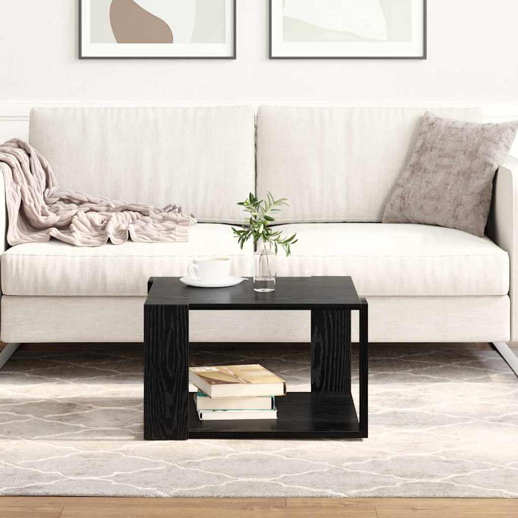 Salontafel Zwart Eiken 51,5 x 51,5 x 30 cm Bewerkt hout
