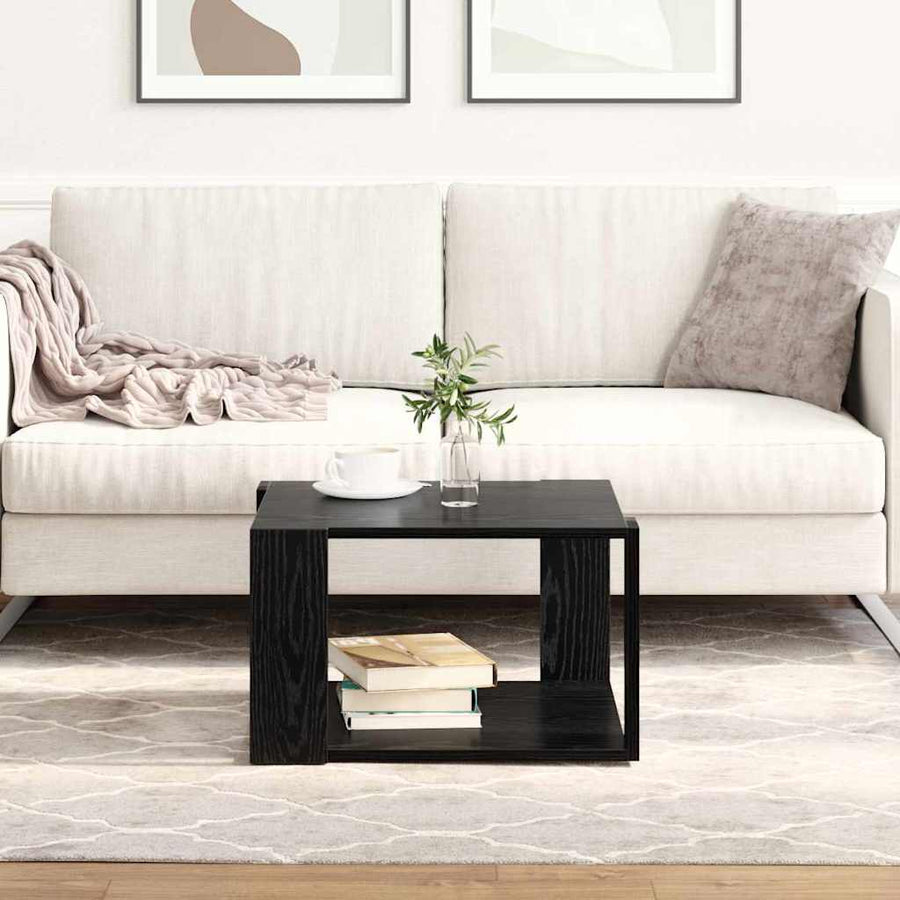 Salontafel Zwart Eiken 51,5 x 51,5 x 30 cm Bewerkt hout