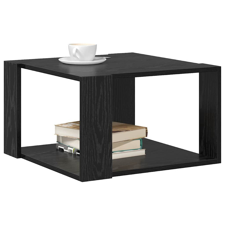 Salontafel Zwart Eiken 51,5 x 51,5 x 30 cm Bewerkt hout