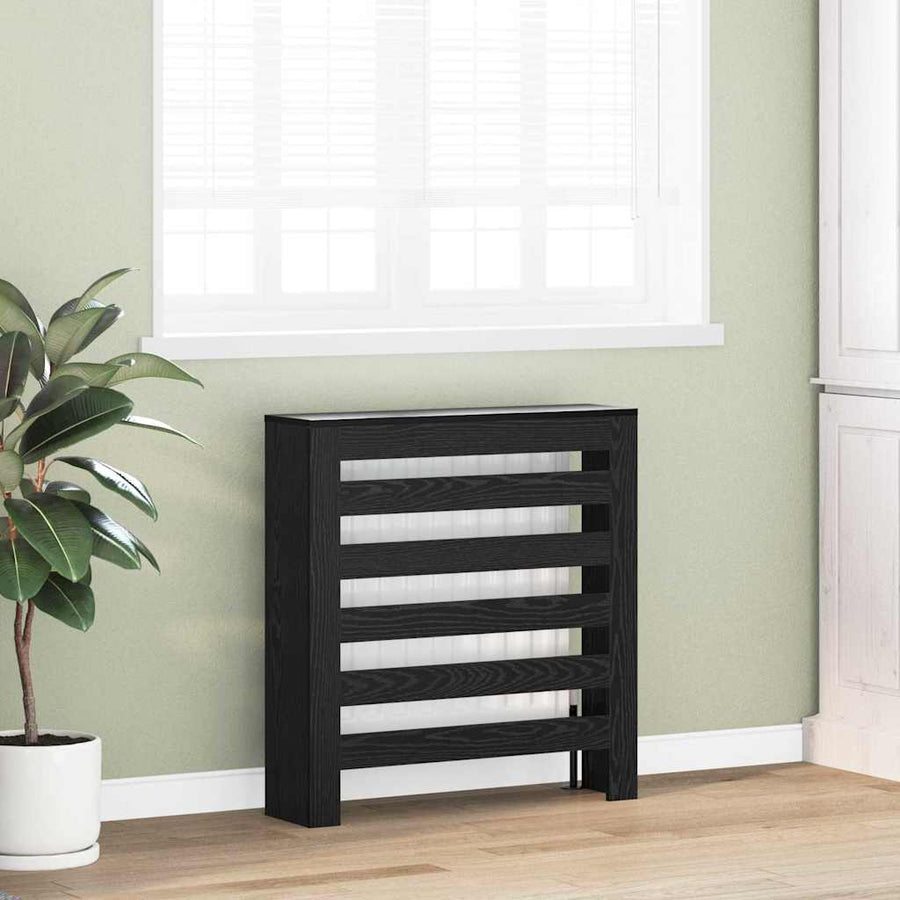 Radiatorafdekking Zwart Eiken 78 x 20 x 82 cm Bewerkt hout