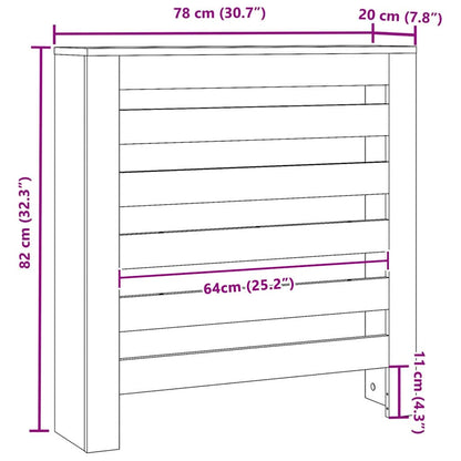 Radiatorafdekking Zwart Eiken 78 x 20 x 82 cm Bewerkt hout