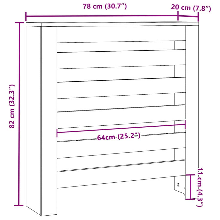 Radiatorafdekking Zwart Eiken 78 x 20 x 82 cm Bewerkt hout