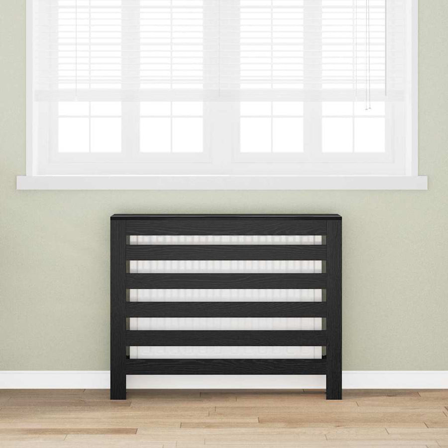 Radiatorafdekking Zwart Eiken 104 x 20 x 82 cm Bewerkt hout