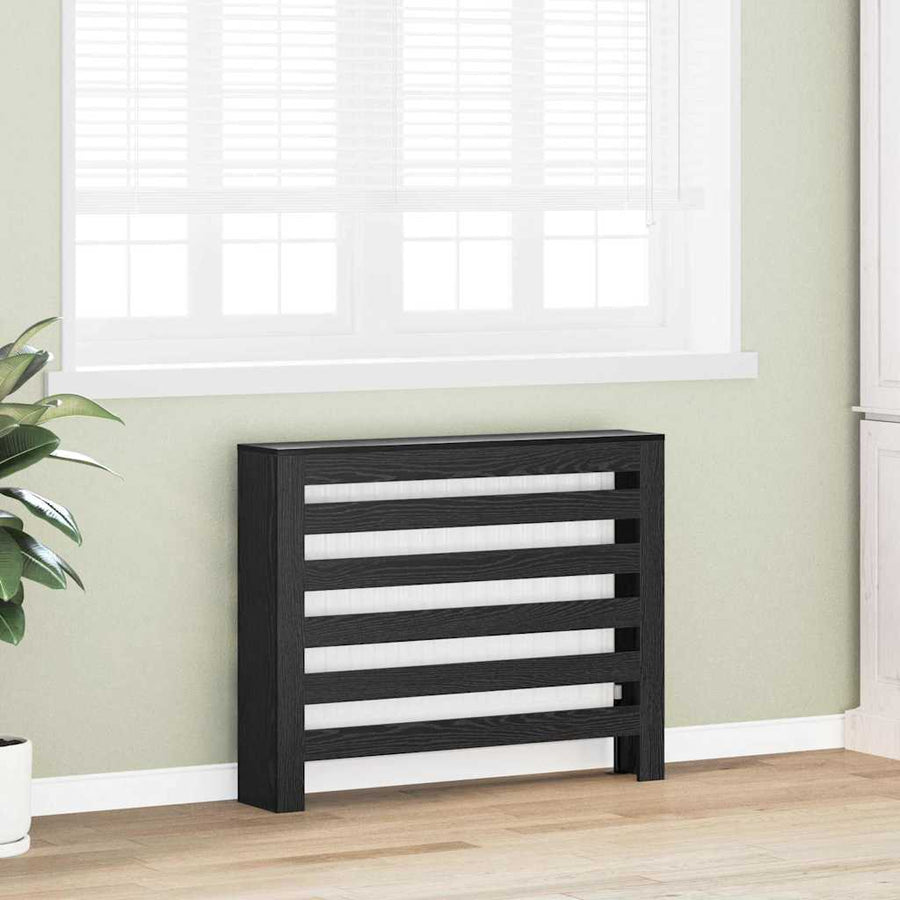 Radiatorafdekking Zwart Eiken 104 x 20 x 82 cm Bewerkt hout