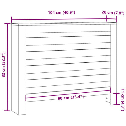 Radiatorafdekking Zwart Eiken 104 x 20 x 82 cm Bewerkt hout