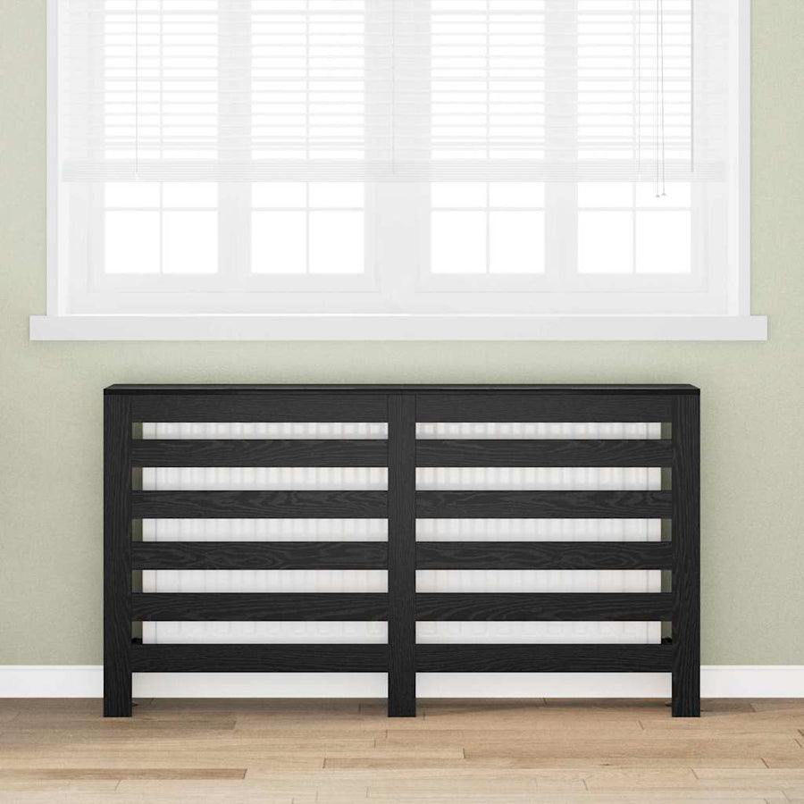 Radiatorafdekking Zwart Eiken 149 x 20 x 82 cm Bewerkt hout
