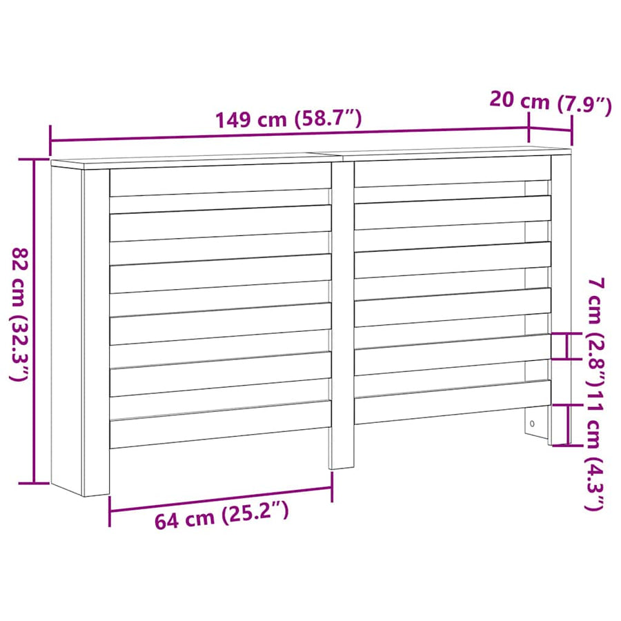 Radiatorafdekking Zwart Eiken 149 x 20 x 82 cm Bewerkt hout