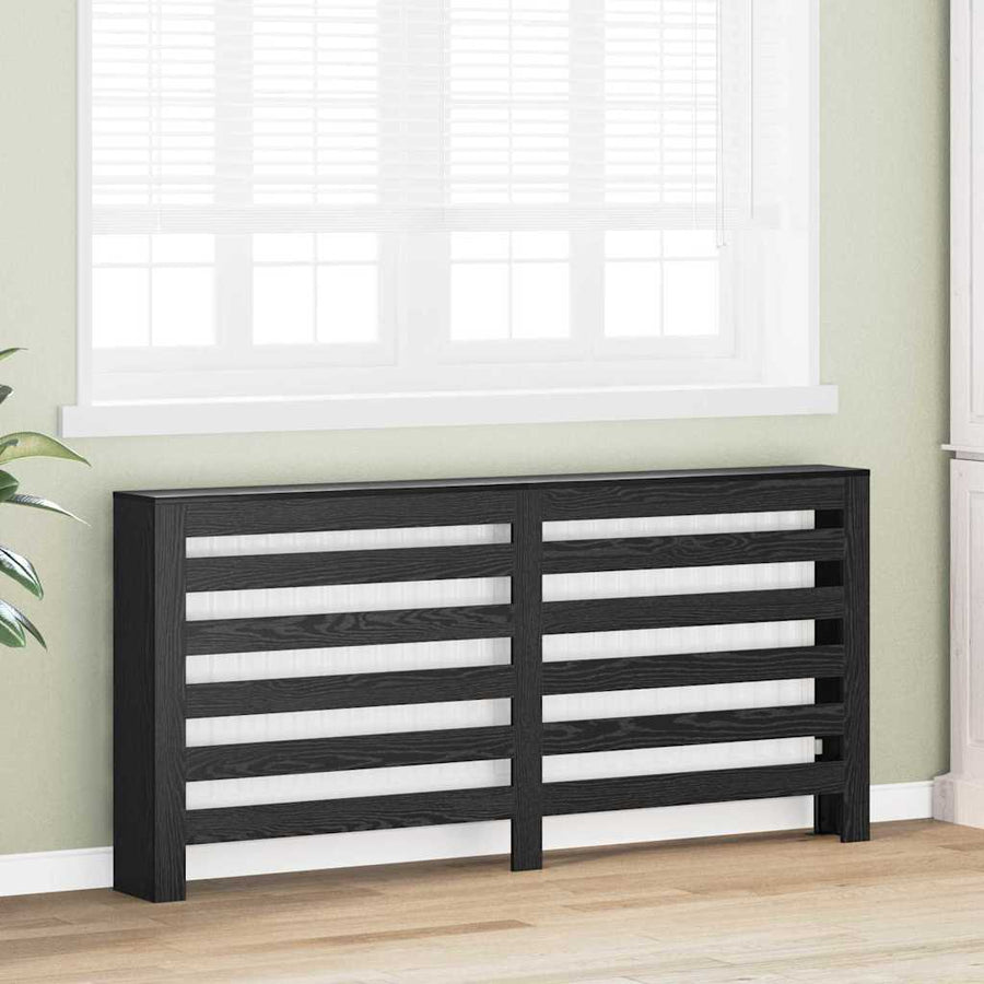 Radiatorafdekking Zwart Eiken 175 x 20 x 82 cm Bewerkt hout
