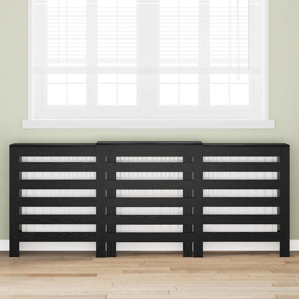 Radiatorafdekking Zwart Eiken 205 x 21,5 x 83,5 cm Bewerkt hout