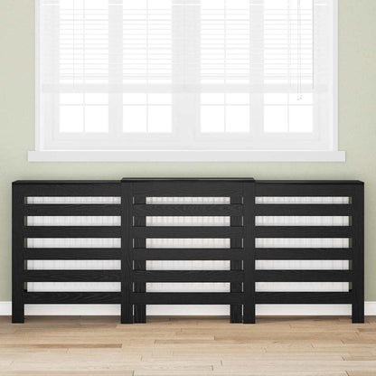 Radiatorafdekking Zwart Eiken 205 x 21,5 x 83,5 cm Bewerkt hout