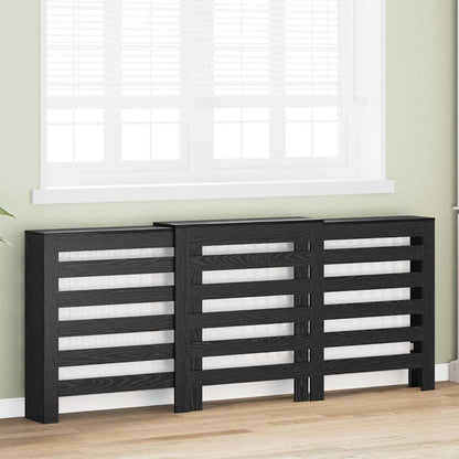 Radiatorafdekking Zwart Eiken 205 x 21,5 x 83,5 cm Bewerkt hout