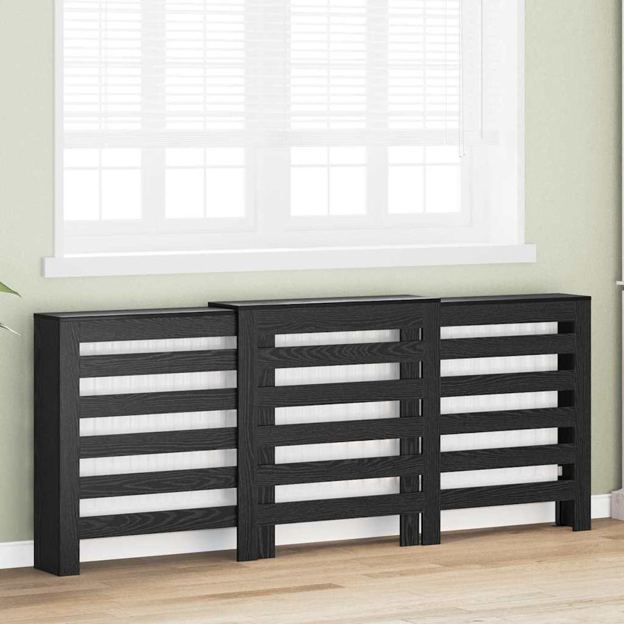 Radiatorafdekking Zwart Eiken 205 x 21,5 x 83,5 cm Bewerkt hout