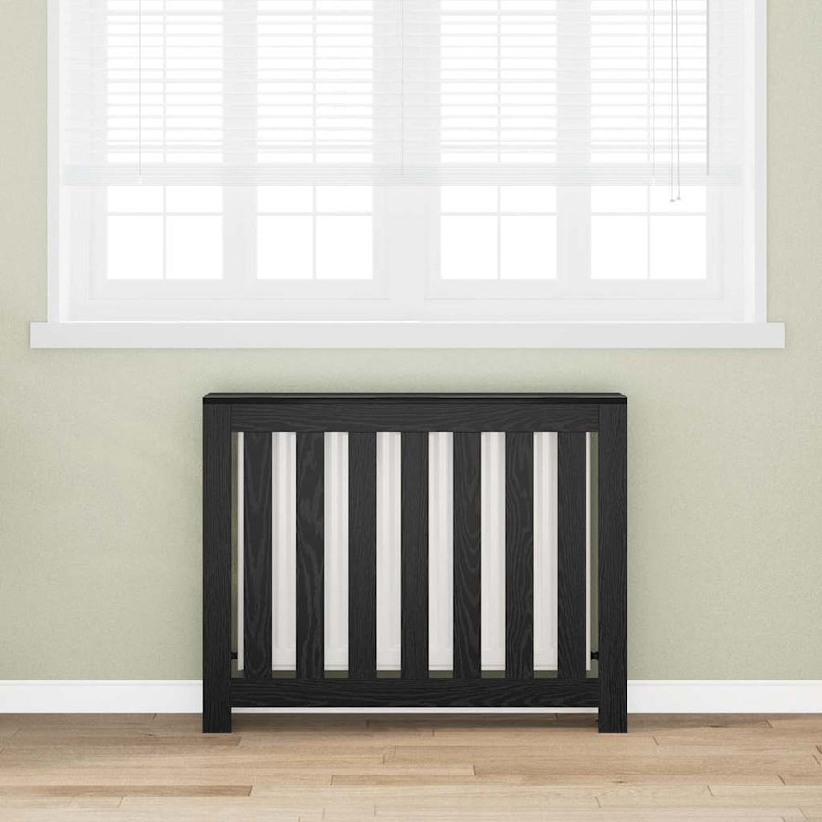 Radiatorafdekking Zwart Eiken 104 x 20 x 82 cm Bewerkt hout