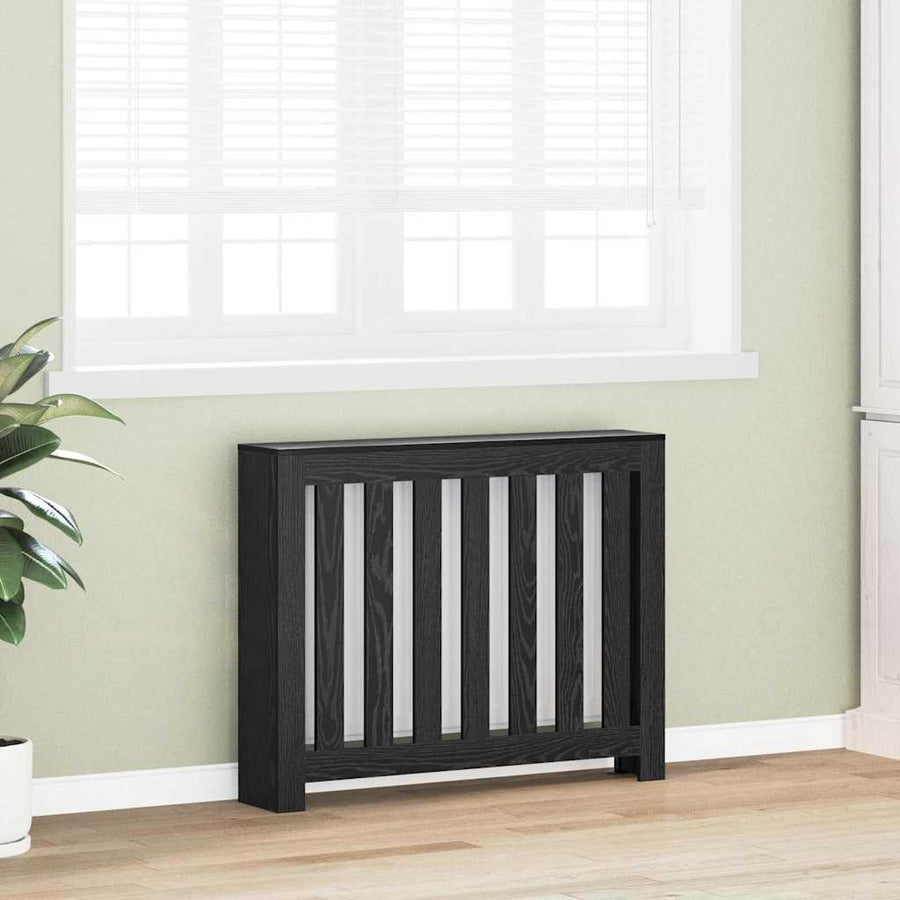Radiatorafdekking Zwart Eiken 104 x 20 x 82 cm Bewerkt hout