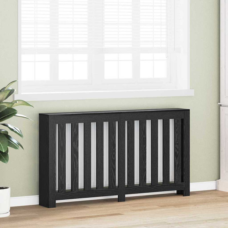 Radiatorafdekking Zwart Eiken 149 x 20 x 82 cm Bewerkt hout