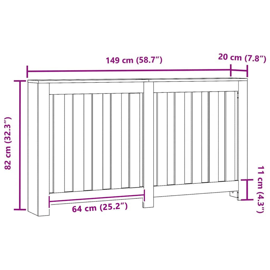 Radiatorafdekking Zwart Eiken 149 x 20 x 82 cm Bewerkt hout