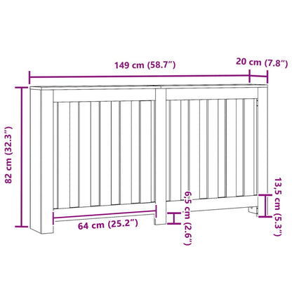 Radiatorafdekking Zwart Eiken 149 x 20 x 82 cm Bewerkt hout