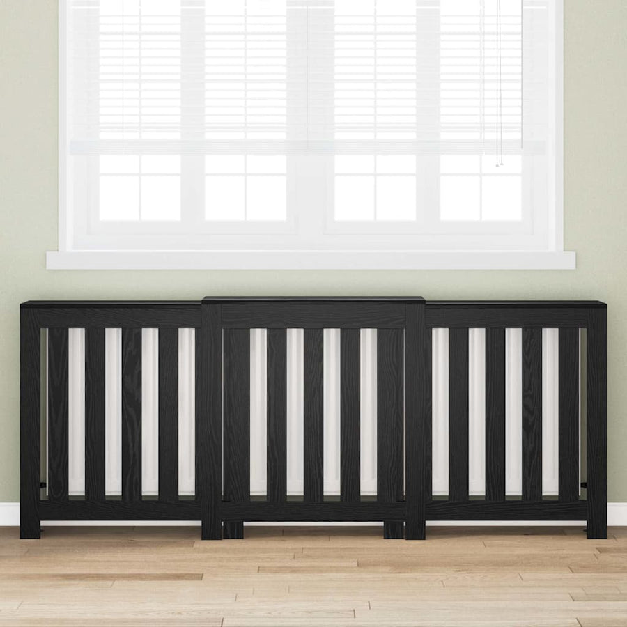 Radiatorafdekking Zwart Eiken 205 x 21,5 x 83,5 cm Bewerkt hout