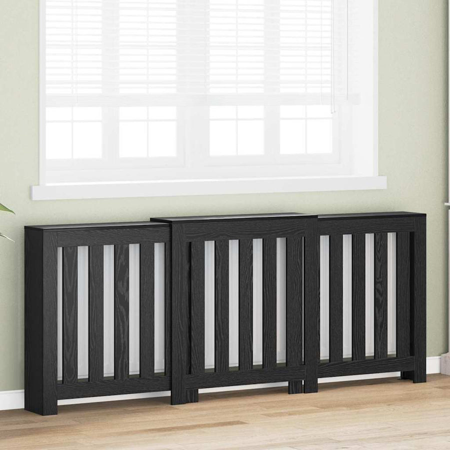Radiatorafdekking Zwart Eiken 205 x 21,5 x 83,5 cm Bewerkt hout