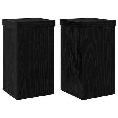 Plantenstandaard 2 pcs Zwart Eiken 10 x 10 x 18 cm Bewerkt hout