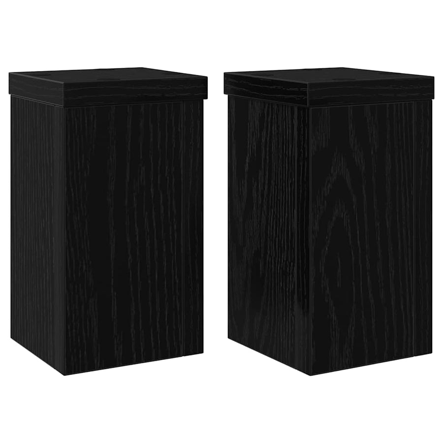 Plantenstandaard 2 pcs Zwart Eiken 10 x 10 x 18 cm Bewerkt hout
